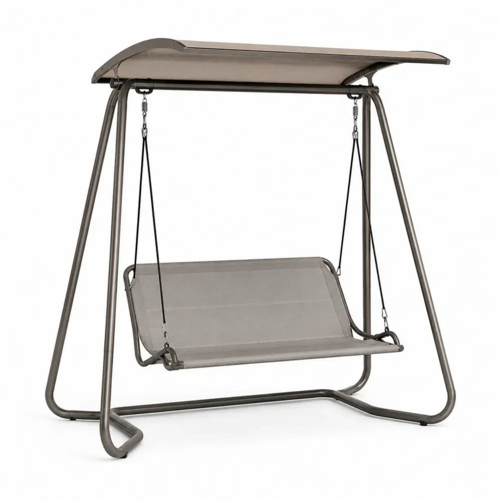 Gartenschaukel 2-Sitzer mit Sonnendach 174 x 114 x 165 cm Stahl Textilene Grau Taupe Dunkelgrau