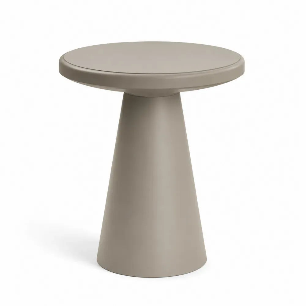 Garten Beistelltisch rund Ø 50 x H 50 cm Polypropylen Taupe Greige
