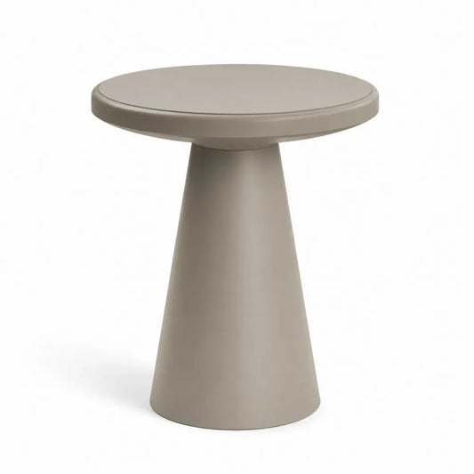 Garten Beistelltisch rund Ø 50 x H 50 cm Polypropylen Taupe Greige