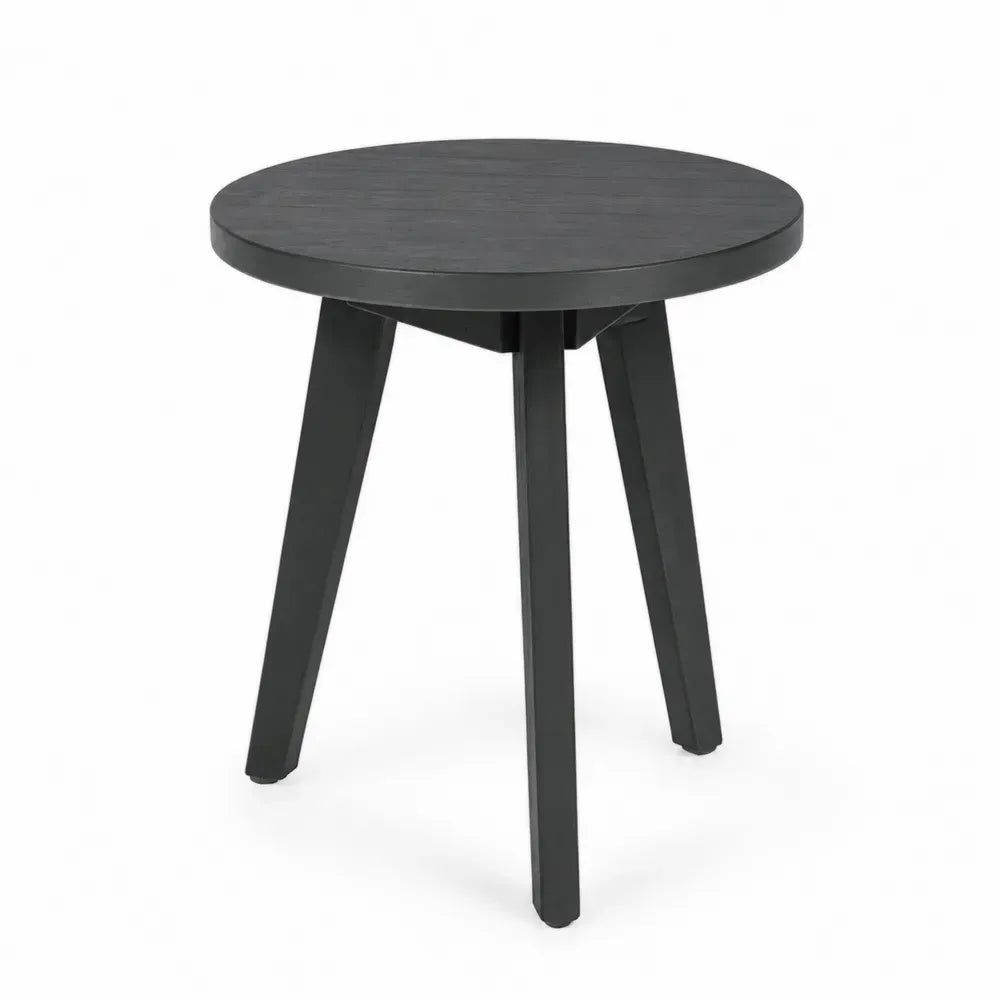 Runder Garten Beistelltisch Ø 50 x 50 cm Akazien-Massivholz Schwarz