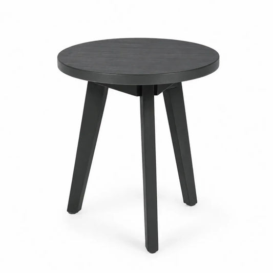 Runder Garten Beistelltisch Ø 50 x 50 cm Akazien-Massivholz Schwarz