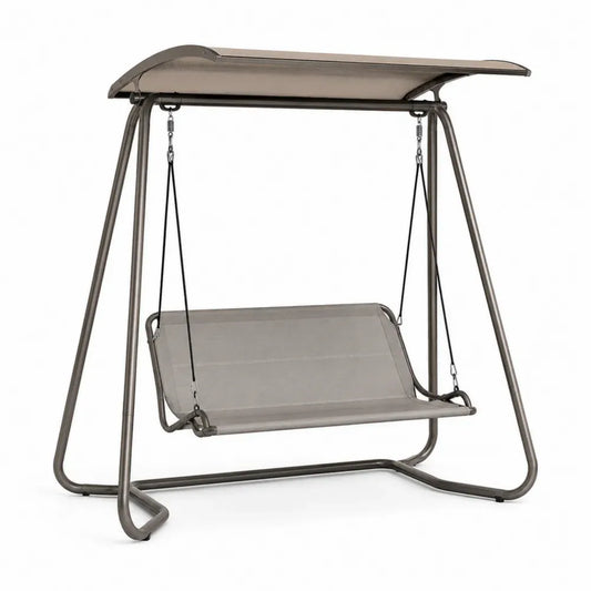 Gartenschaukel 2-Sitzer mit Sonnendach 174 x 114 x 165 cm Stahl Textilene Grau Taupe Dunkelgrau