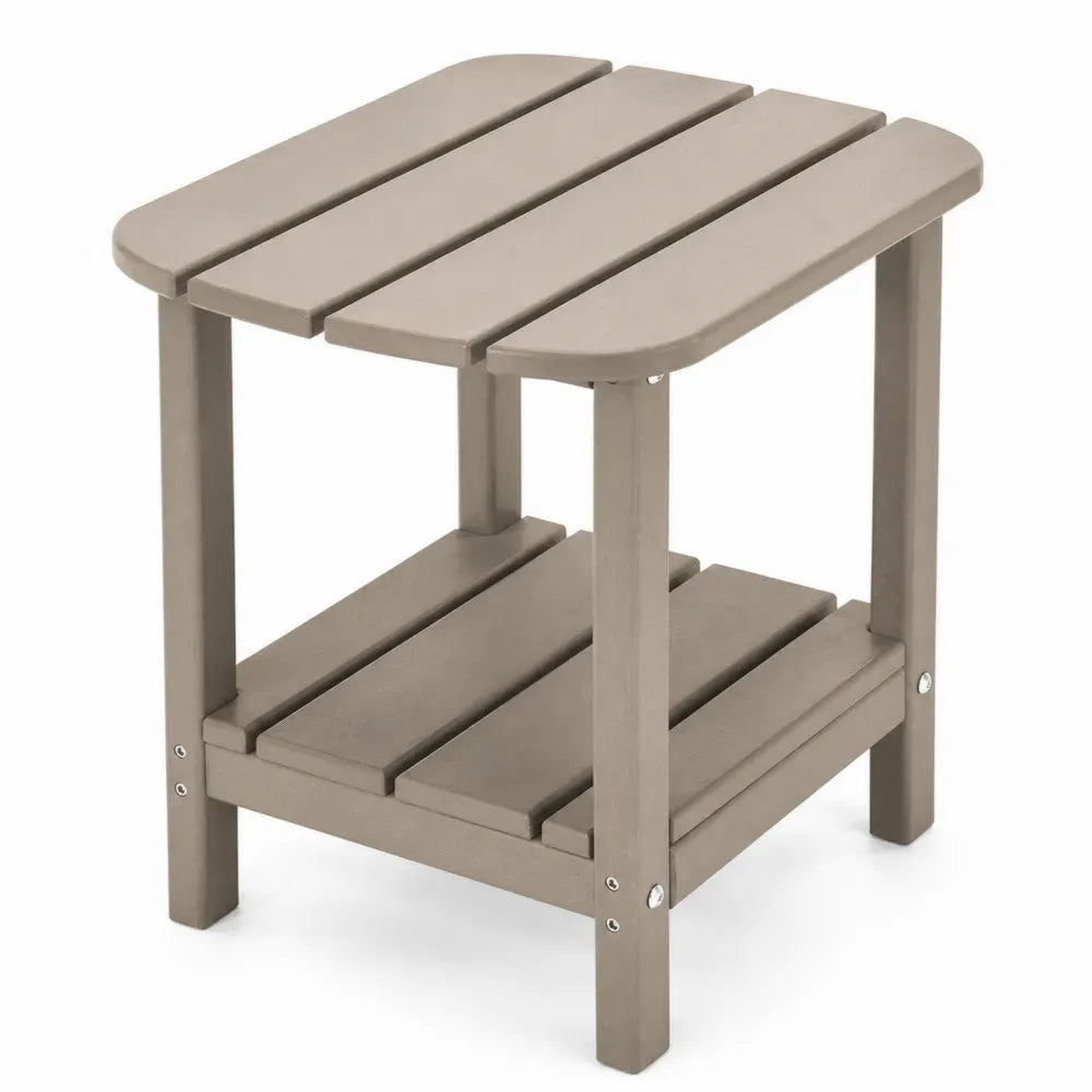 Quadratischer Garten-Beistelltisch mit unterer Ablage 50 x 50 x 48 cm HDPE-Kunststoff Taupe