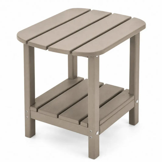 Quadratischer Garten-Beistelltisch mit unterer Ablage 50 x 50 x 48 cm HDPE-Kunststoff Taupe